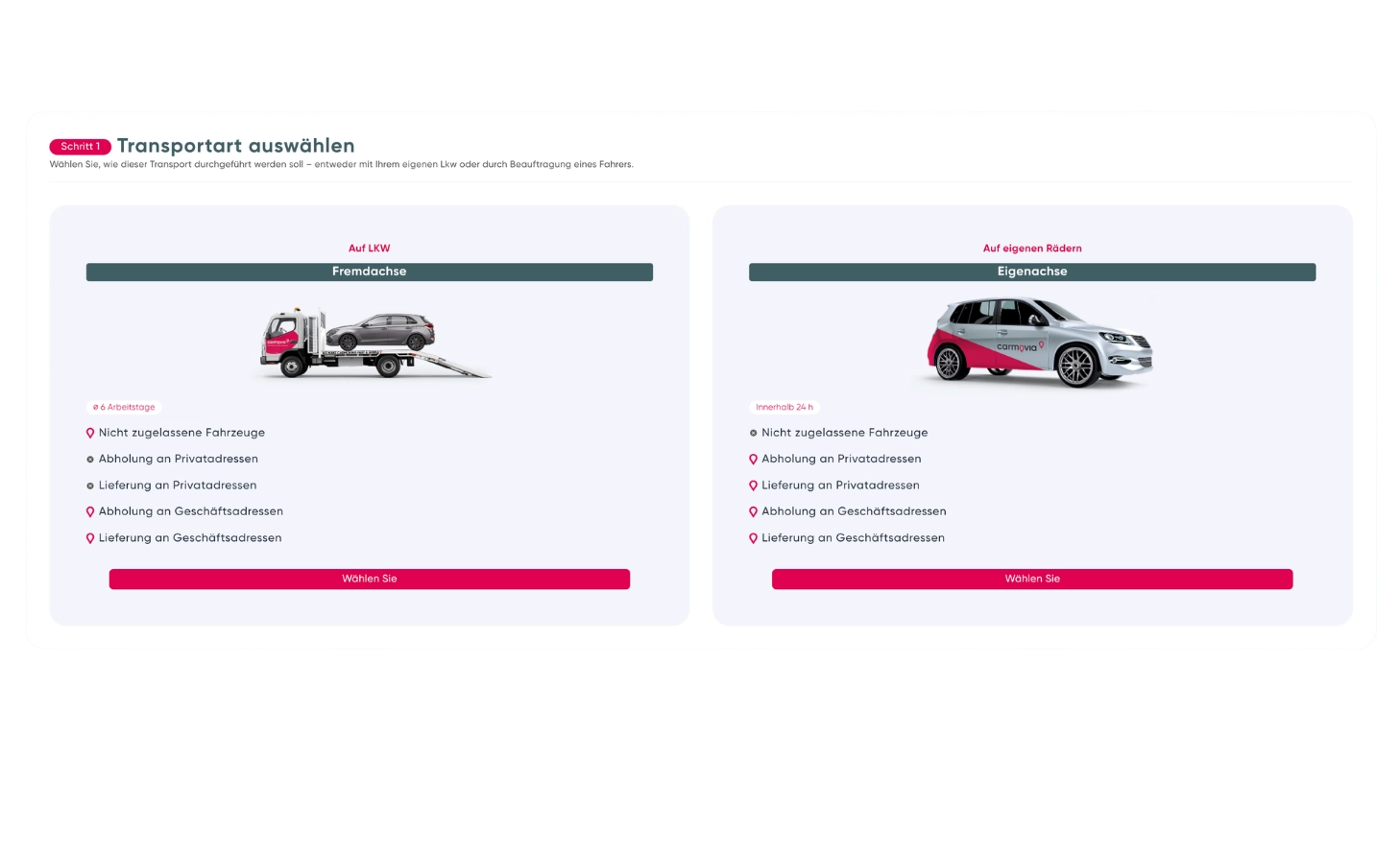 Transport auswählen